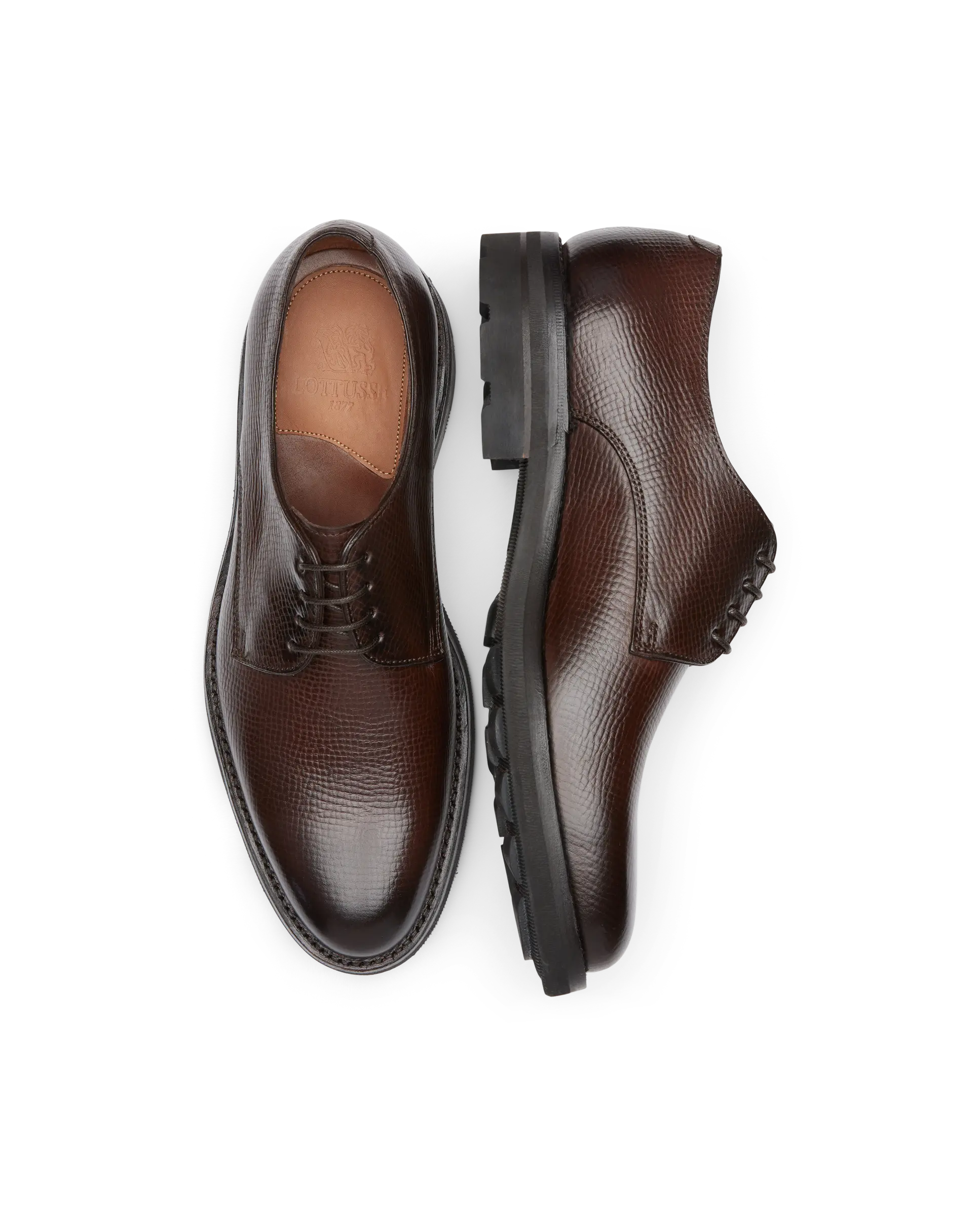 Brown Embossy Grain Calf Derby