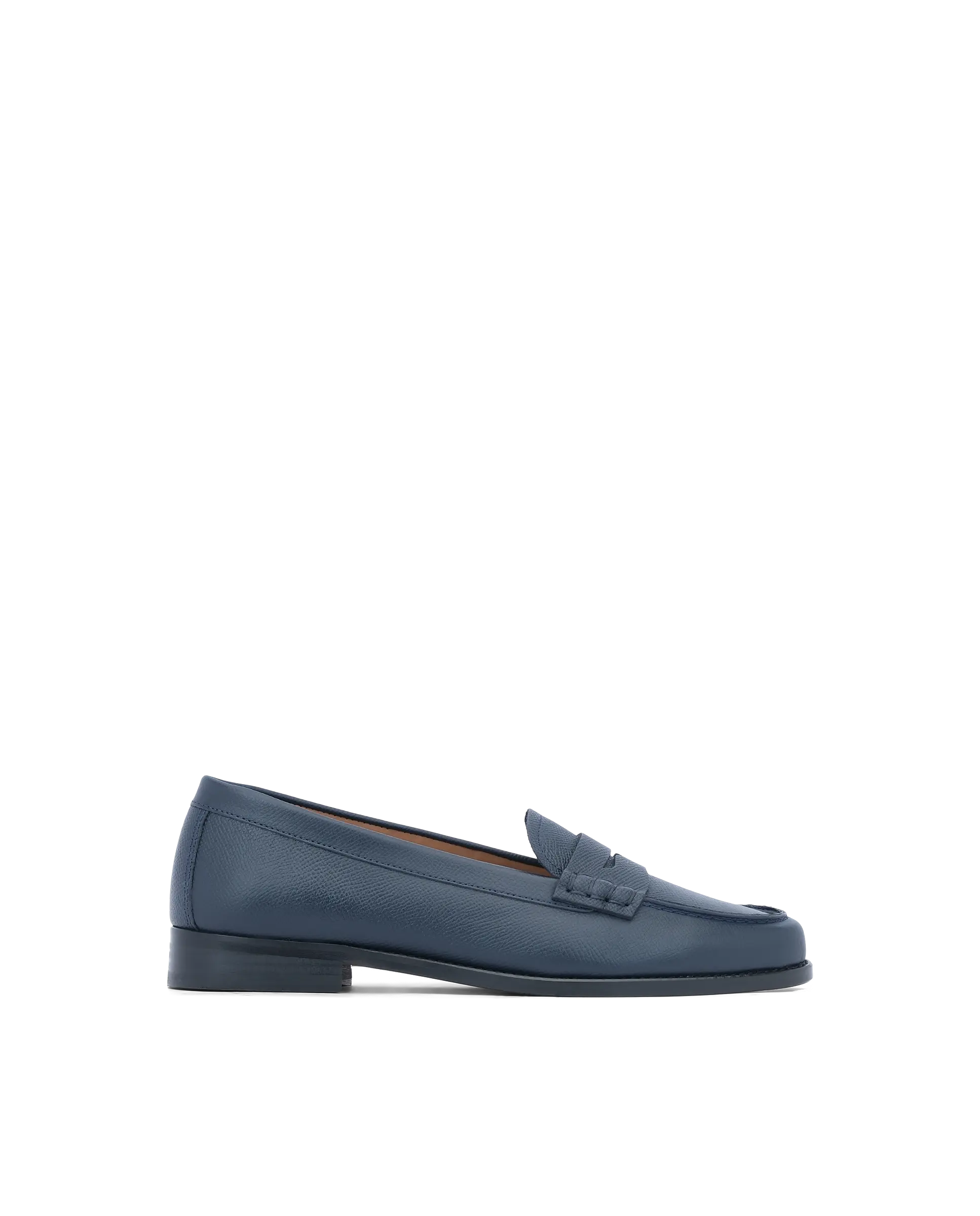 Navy Blue Saffiano Stamp Calf Loafers